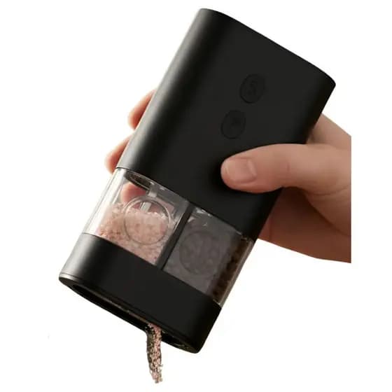 Moedor Tempero Elétrico Automático 2 em 1 USB Recarregável Ajustável LED Baixo Ruído 70ml
