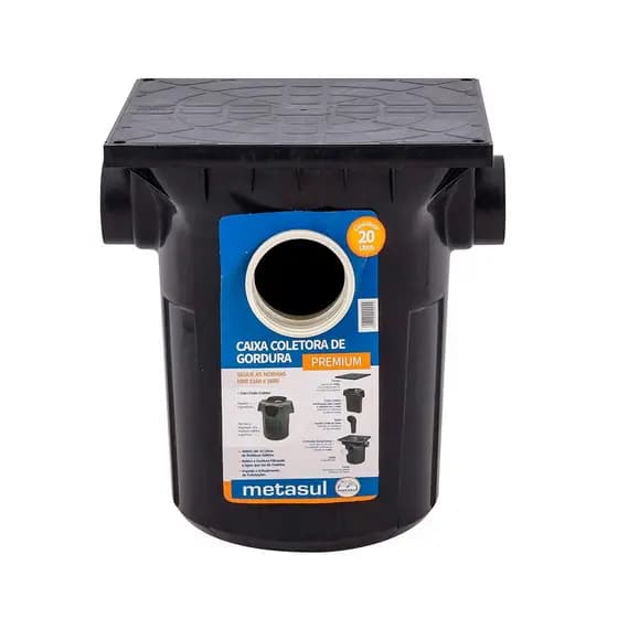 Caixa De Gordura Coletora Premium C/ Cesto 20l Preta