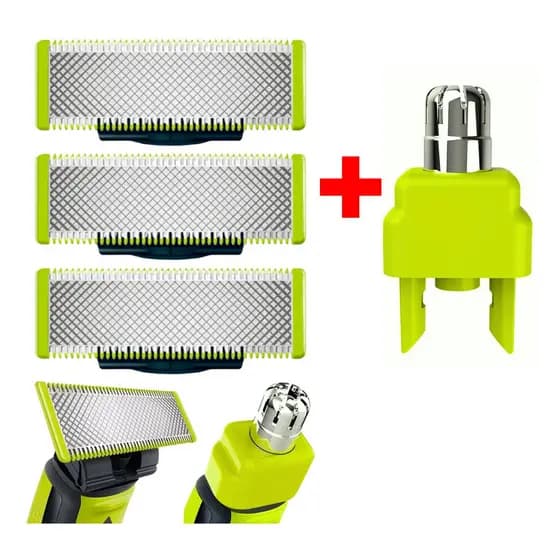 03 Lâminas Refil + Aparador Nasal Para Oneblade Philips