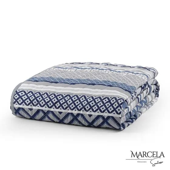 Cobre Leito Queen Dupla Face Matelado Quadriculado - Tecido Micropercal 200 Fios