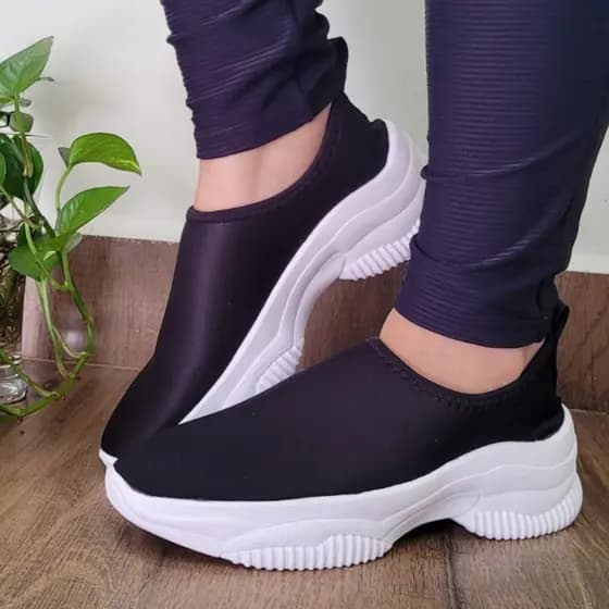 Tênis Feminino Casual Solado alto Super Confortavel estilo tenis meia prático e rapido para calçar