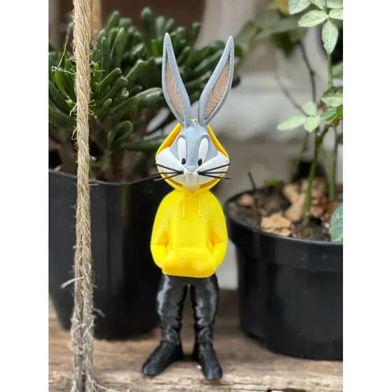Boneco Perna longa URBANO - Bugs Bunny Urban Vibe 3d - Coelho da cidade - Looney Tunes de Decoração