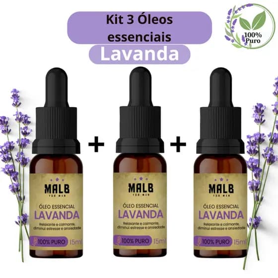 Kit 3 Essências De Aromatizador Aromaterapia 15ml - Lavanda Francesa