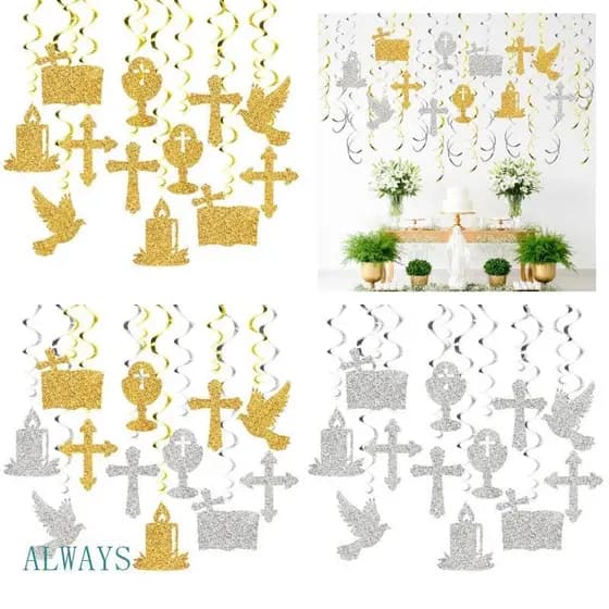 ALW Decorações Artesanais Para Festa Comunhão, Tema Religioso, Espirais, Ornamento Pendurado, Acessórios Eventos