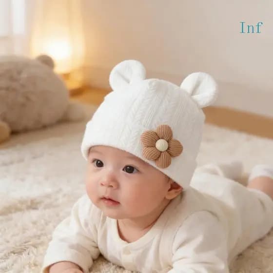 Inf Conjunto Meias Para Gorro Bebê, Componente Elástico Respirável, Chapéu Inverno Infantil, Bebês 0 A 12