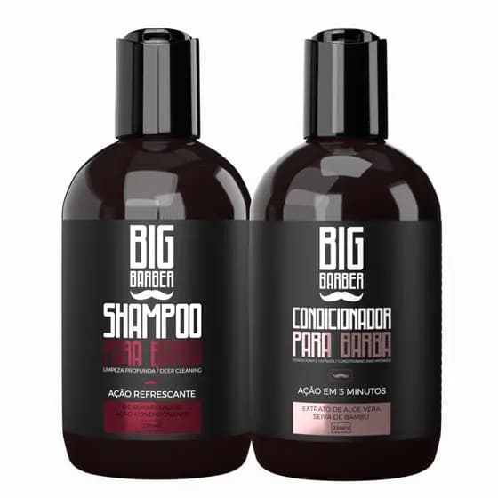 Kit Shampoo + Condicionador Para Barba Big Barber 250ml Caixa Com 2 Unidades