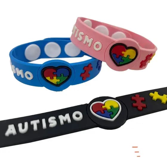 Pulseira de Silicone Infantil Quebra-Cabeça Autismo Colorida Diversas Cores