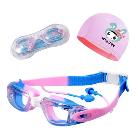 Kit Natação Infantil Óculos Touca Hero Band Coleção Cores Treino Piscina Criança