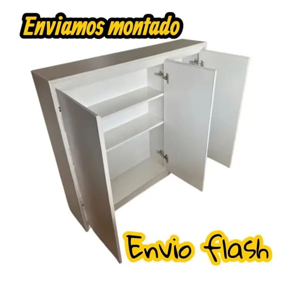 Nicho Aparador Com 3 Portas Em Mdf Com Divisória rodinhas em gel