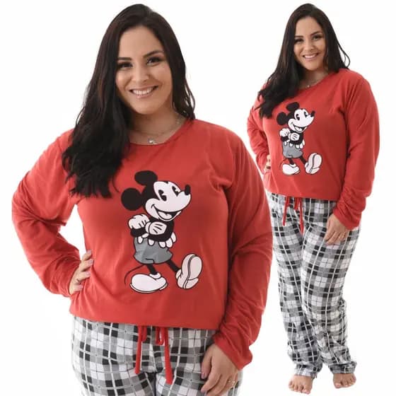 Pijama De Frio Plus Size Manga Longa E Calça Premium Oferta