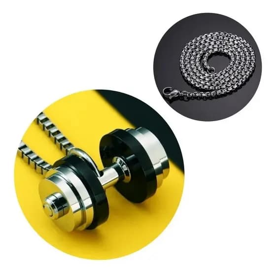Pingente Aço Inox Anilha Academia Maromba Whey Suplemento