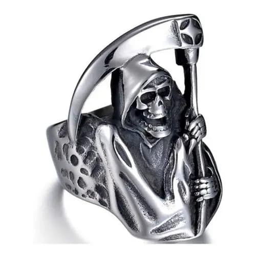 Anel Aço Inox Morte Ceifador Sons Reaper Caveira Moto Mc Cg