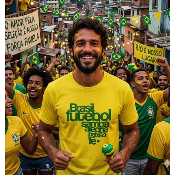 Camiseta Masculina/Feminina Brasil Futebol Samba Camisa Algodão Estampa Copa Mapa