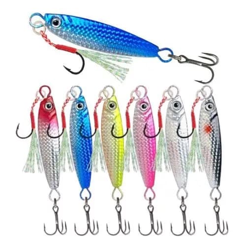 5Pcs Iscas de Pesca Lento Jig + Estojo | Isca Artificial de Metal 10g | 2,4,5 iscas