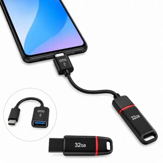 Kit Pendrive 32GB / 64GB Metalico + Cabo OTG USB Tipo C Para Transferência de Arquivos Smartphones