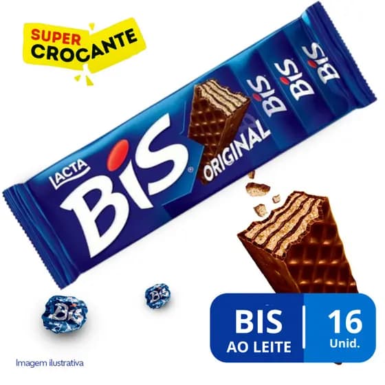Chocolate Bis Ao Leite 8g Tradicional Lacta 1 Caixa Com 16 Unidades