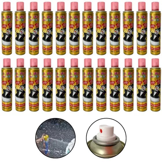 Kit 24 Espuminhas de Carnaval Para Crianças Neve Fake 400ml/250g