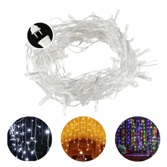 Cascata de Natal 400 Leds 8 Funções – Branco Frio, Quente e Colorido Decoração