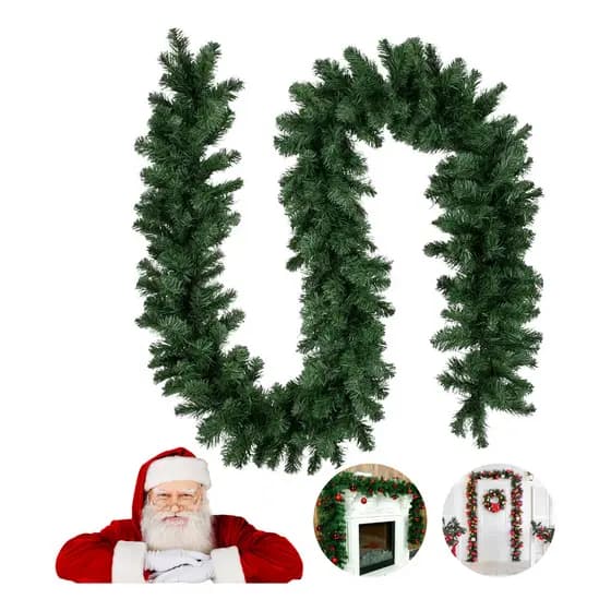 Festão Aramado 2,7m 300 Galhos Verde Flexível Natal Cheio