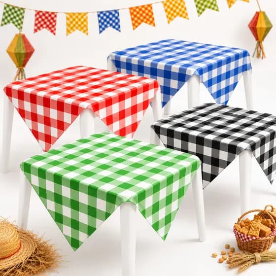 Kit 10/20/30 Toalhas de Mesa Xadrez 80x80cm Festa Junina