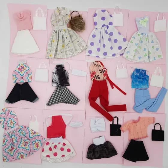 kit 5 vestidos macacão para boneca barb - roupas da barb sortidas