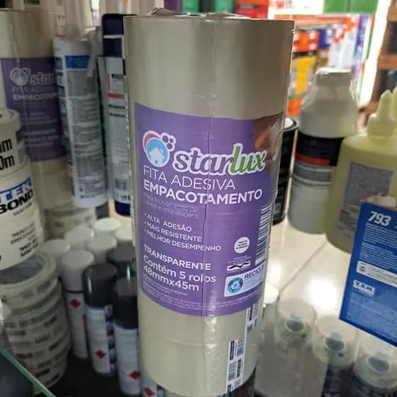5 x Fita Empacotadora Starlux 48x50 - 5 Rolos