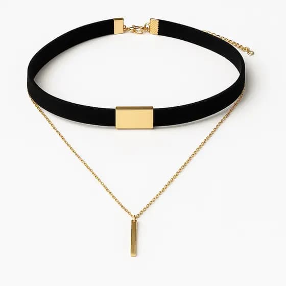 Choker Feminino de Couro Dourado Prateado Marrom Preto Elegante Fino Luxuoso