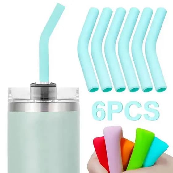 Spe 6 Pçs/Set Capas De Palha De Silicone Macio Canudos Dicas Apto Para Bicos Aço Inoxidável Reutilizáveis De 9mm De Larg