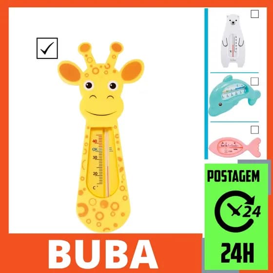 Termômetro Banho Banheira Bebê Buba Temperatura Da Água Banho Girafa Urso Golfinho ou Peixinho