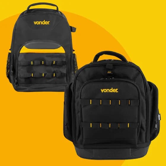 Mochila Para Ferramentas Profissional Vonder Reforçada Base Emborrachada De Poliéster Para Técnico Manutenção Montador
