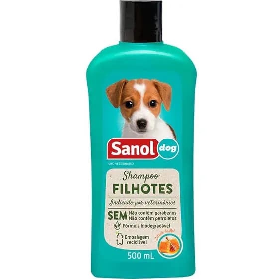 Shampoo Filhotes com Glicerina Extrato de Mel Sanol Dog 500ml