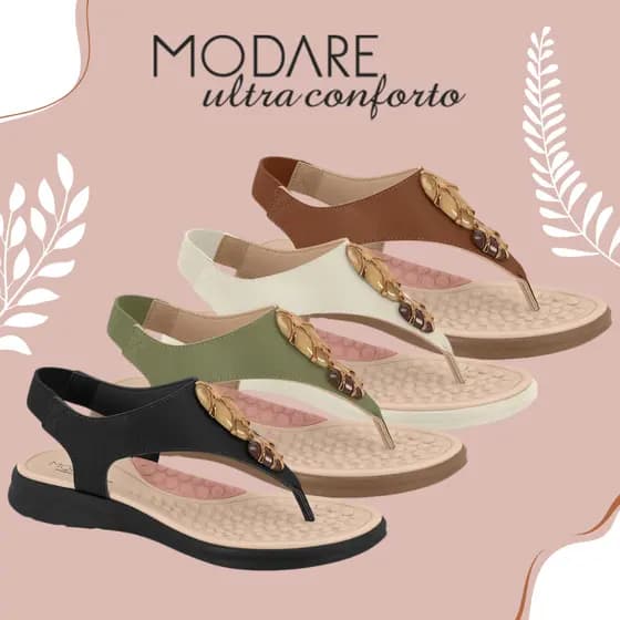 Sandália Modare Ortopédica Leve Esporão Massageador Confortável Elegante Macio Trabalho Dia a Dia