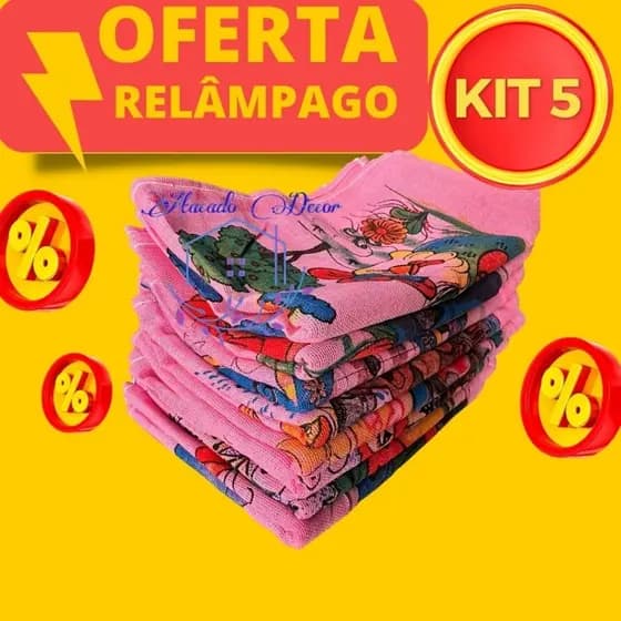 KIT 5 PANO DE PRATO ROSA DE QUALIDADE PARA LOUÇA LIMPEZA 35x60