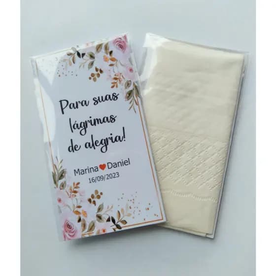 Kit com 55 Lencinhos Lágrimas de Alegria Personalizado