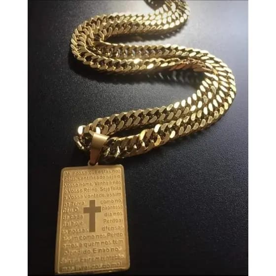 Corrente e Pulseira Banhada A Ouro Alta Qualidade