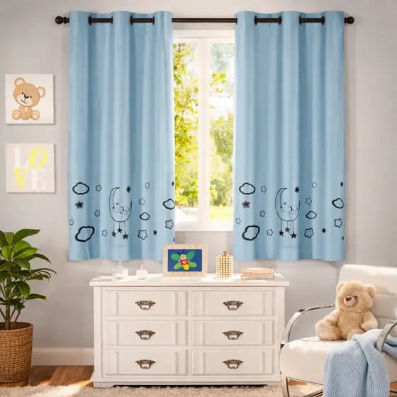 Cortina Blackout Estampada Infantil Pvc 2,20 X 1,30 Quarto Infantil - Azul