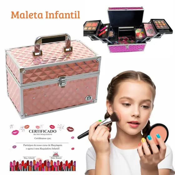 maleta maquiagem INFANTIL completa COBRE 3D