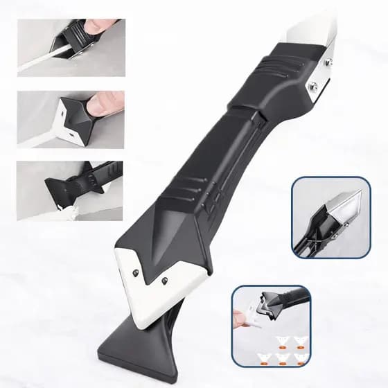 Espátula 3 em 1 para Aplicar e Remover Silicone, Rejunte e Massa com Lâmina Inox Ferramenta de Limpeza e Acabamento 50mm