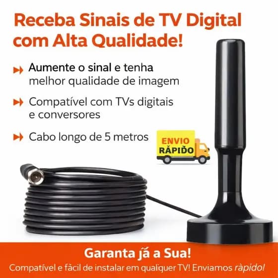 Antena Digital Interna Externa Full Hdtv 4K Cabo Grande