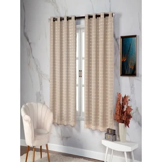 Cortina Blackout Pvc Colorido Voil Xadrez 2,00x1,40 Metros