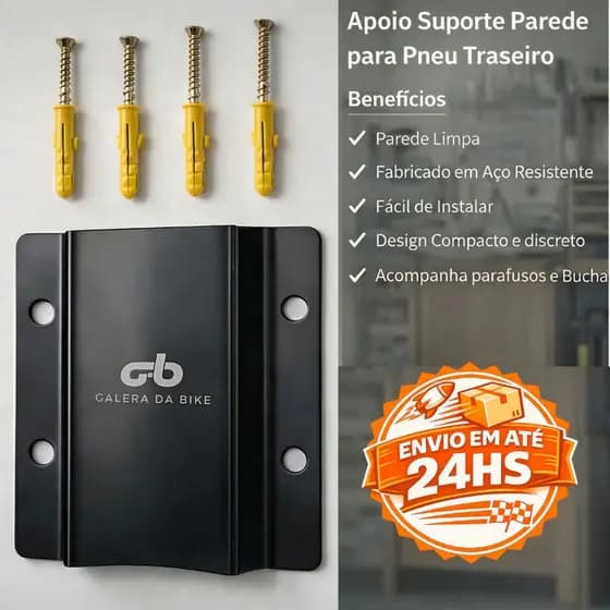 Suporte Parede Bicicleta Pneu Traseiro Aço Resistente Organizador Bike Aro 12 a 29