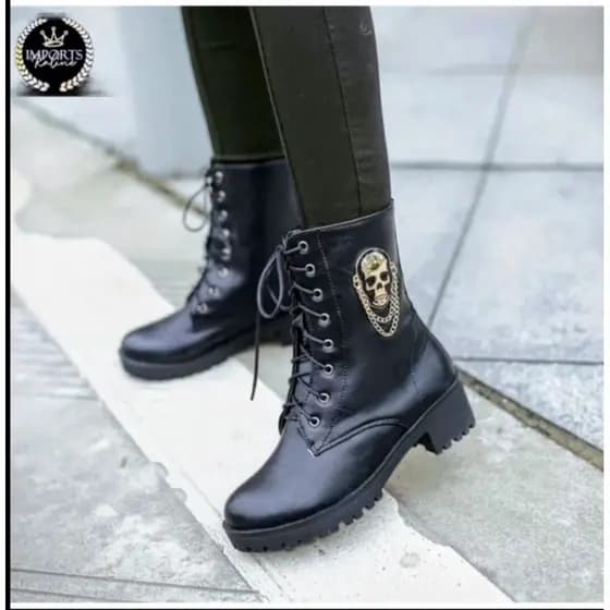 Bota longa feminina,fashion,skull