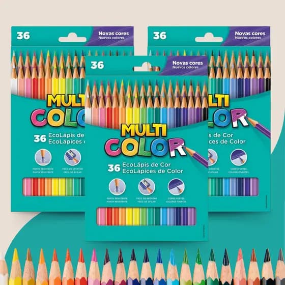 Lapis De Cor Multicolor 12/24/36 Novas Cores Material Escolar - Escolha Seu Kit