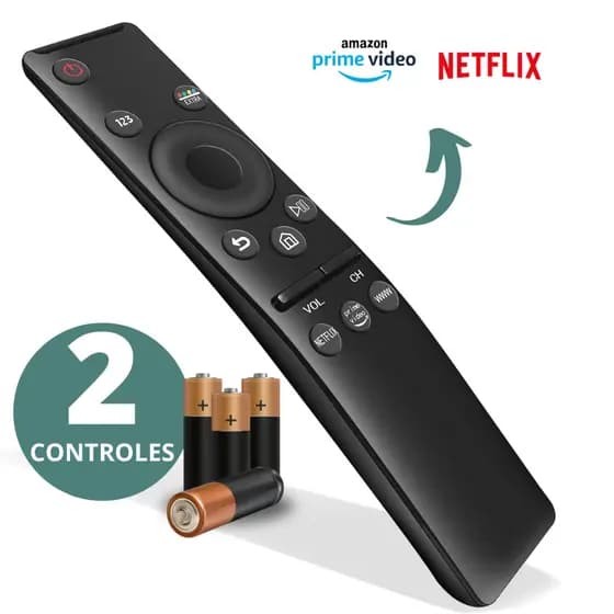 Controle Remoto Compatível Com Samsung 2 Unidades C/ Pilhas Botões Atalhos