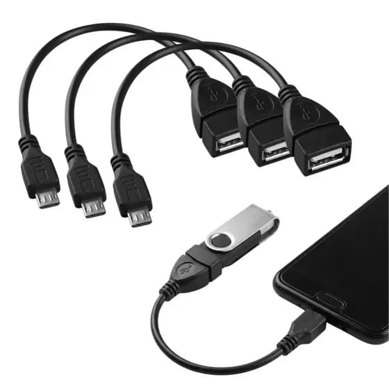 Kit 3 Cabo Adaptador Otg Micro Usb V8 X Usb Para Tablet Celular
