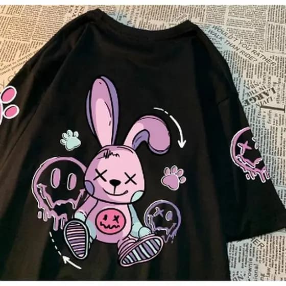Camiseta Coelho Emoji Patinhas Streetwear Qualidade Premium Envio Imediato