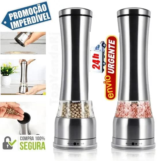 Kit 2 Moedor Em Inox P/ Sal E Pimenta Manual - Saleiro