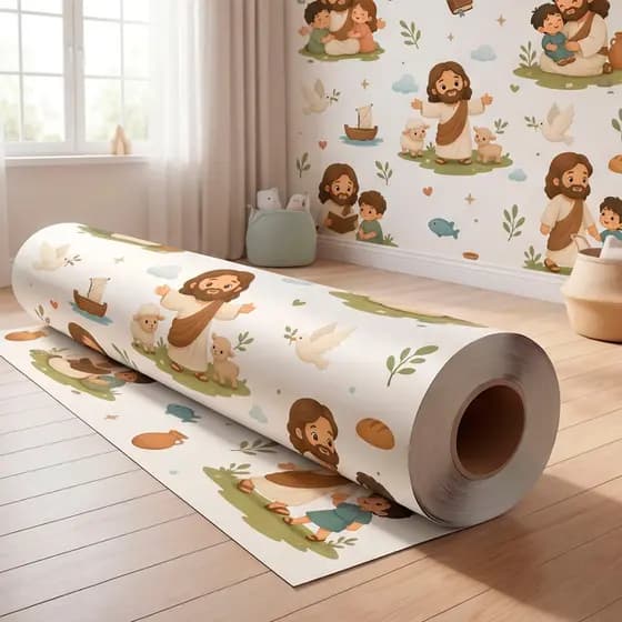 Papel de Parede Adesivo Para Quarto Infantil Bebê Jesus de Nazaré Amigo Fiel