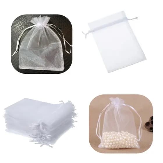 20 Sacos Organza, Saquinhos 15x20cm cor: branca, para lembrancinhas, xícaras, bijouterias