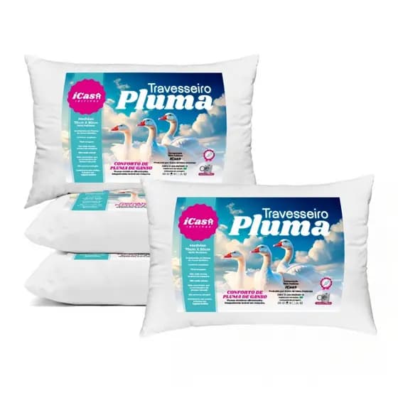 Travesseiro Pluma de Ganso Antiacaro Confortavel e Macio